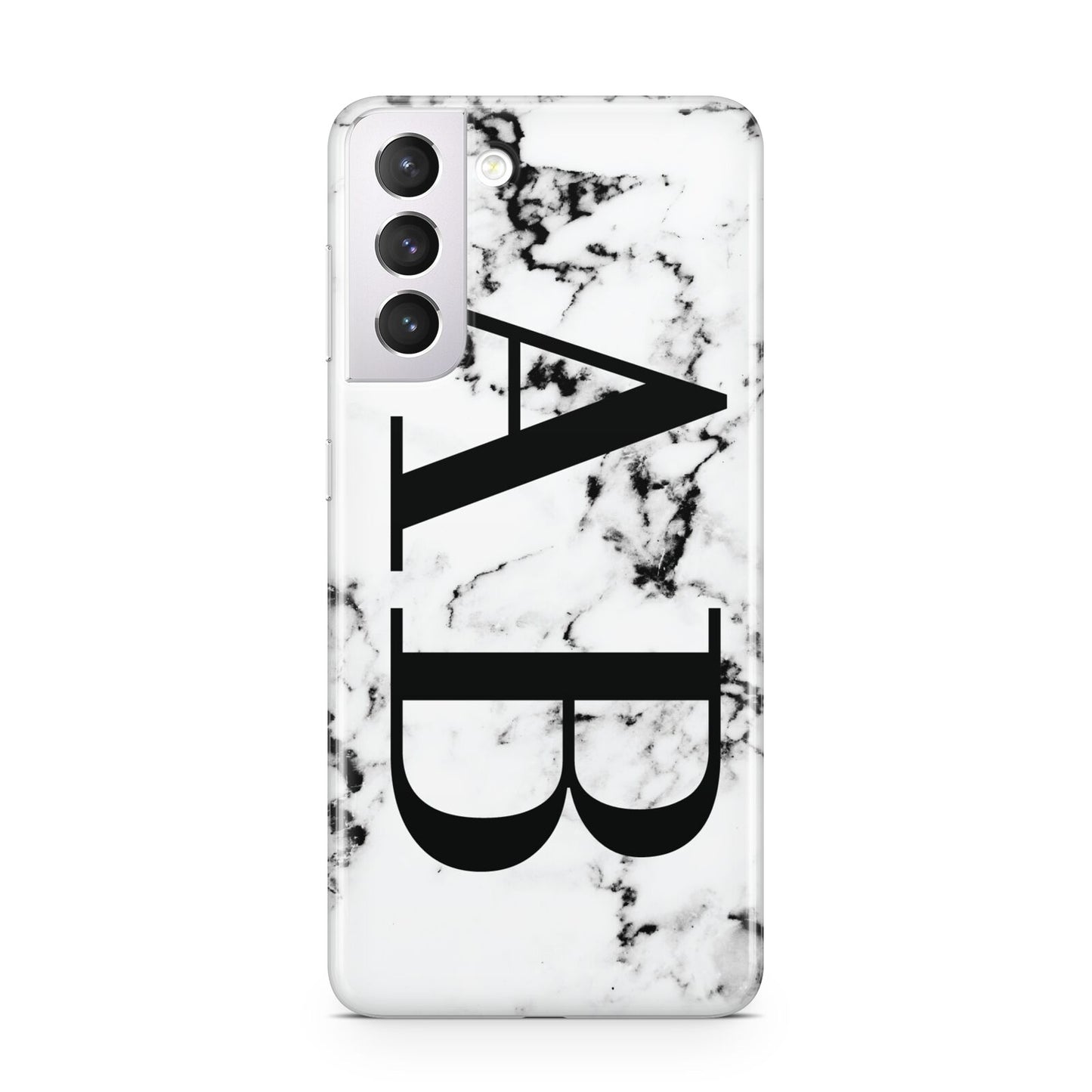 Marble Vertical Initials Personalised Samsung S21 Case