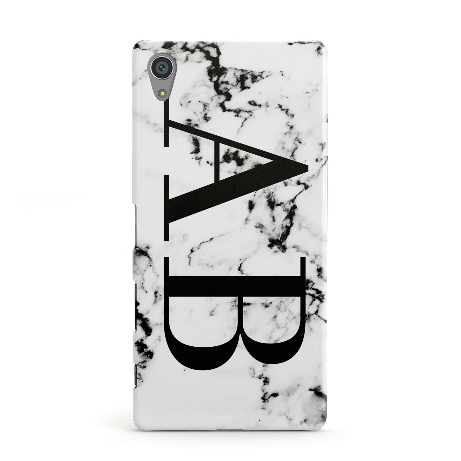 Marble Vertical Initials Personalised Sony Xperia Case
