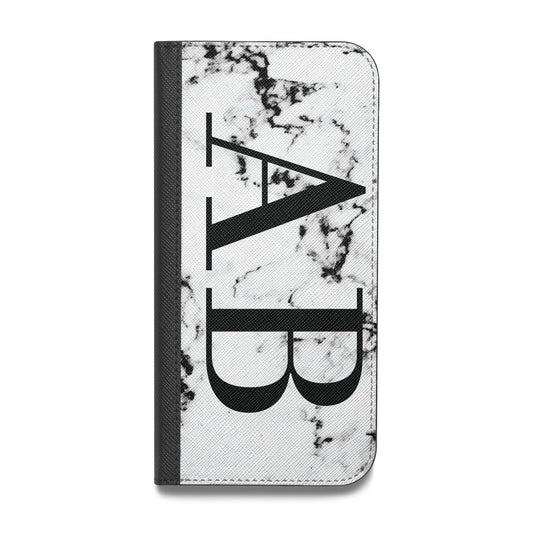 Marble Vertical Initials Personalised Vegan Leather Flip iPhone Case
