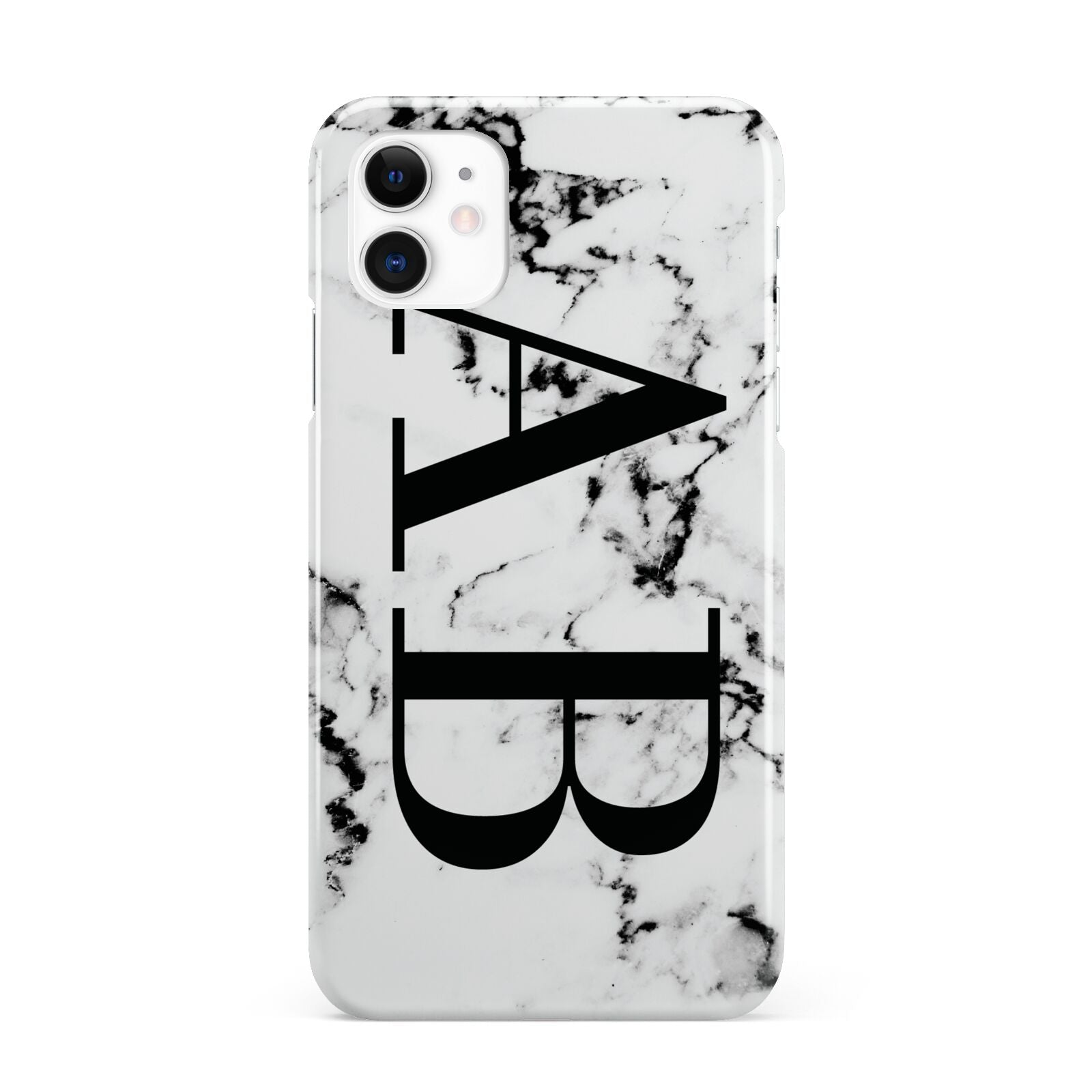 Marble Vertical Initials Personalised iPhone 11 3D Snap Case