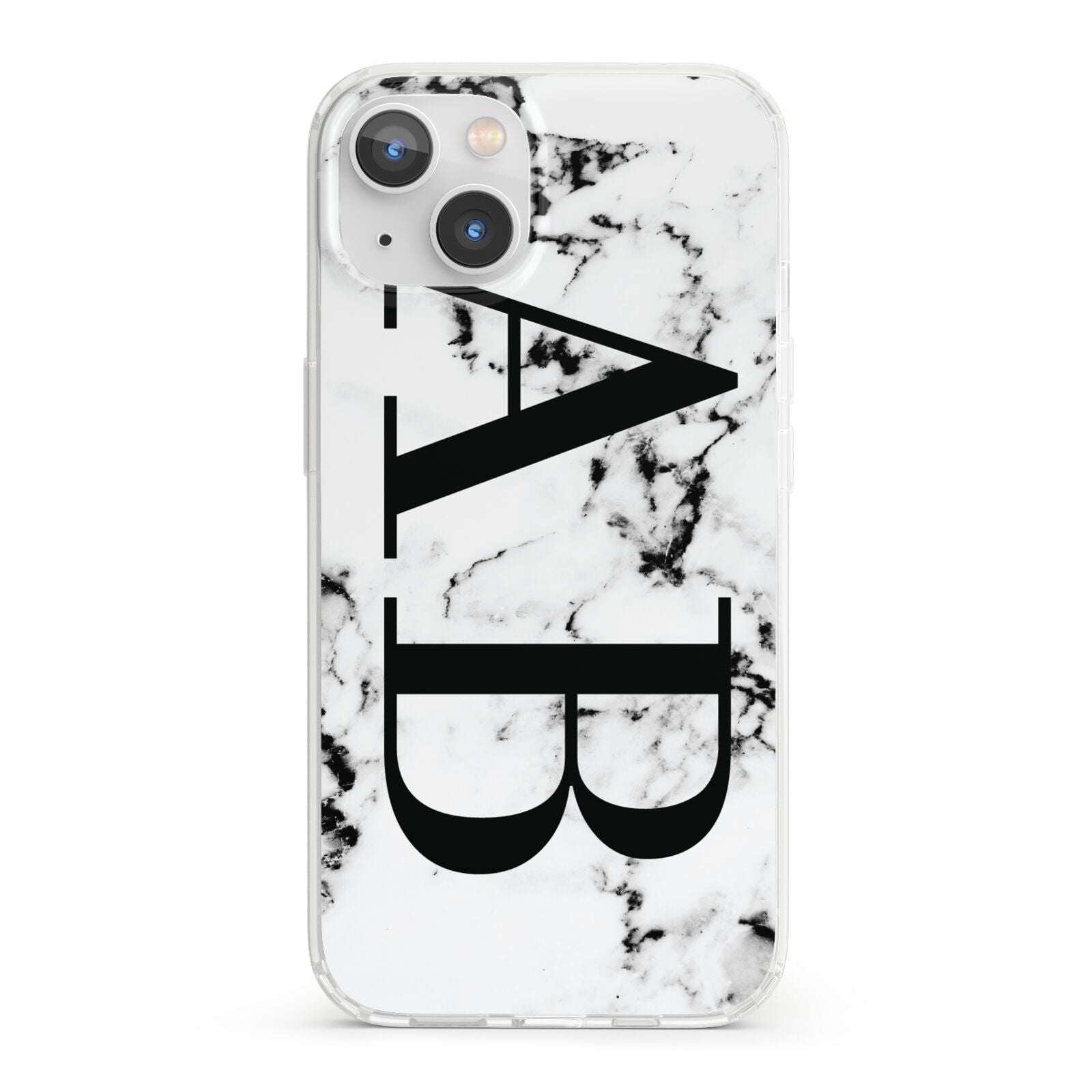 Marble Vertical Initials Personalised iPhone 13 Clear Bumper Case
