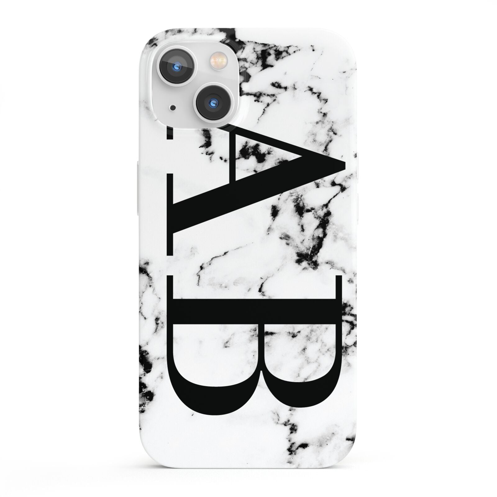 Marble Vertical Initials Personalised iPhone 13 Full Wrap 3D Snap Case