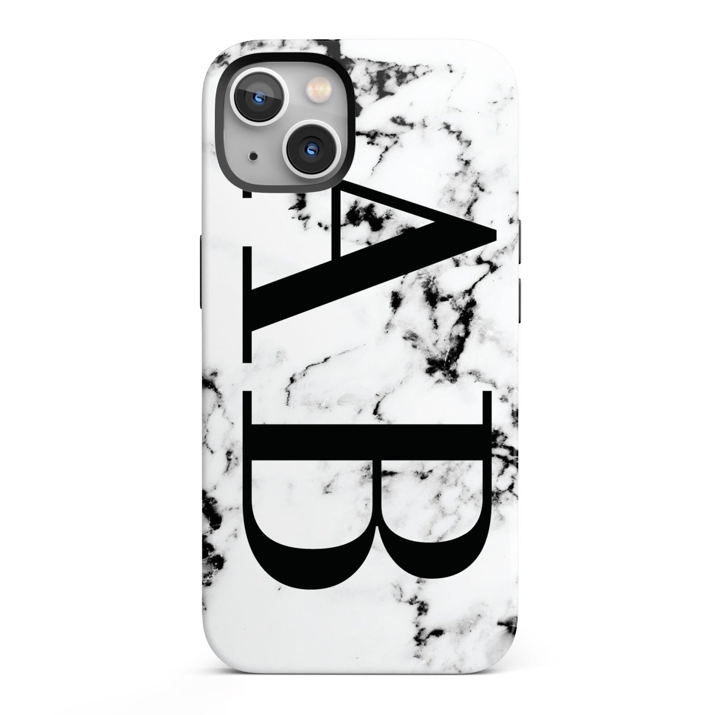 Marble Vertical Initials Personalised iPhone 13 Full Wrap 3D Tough Case