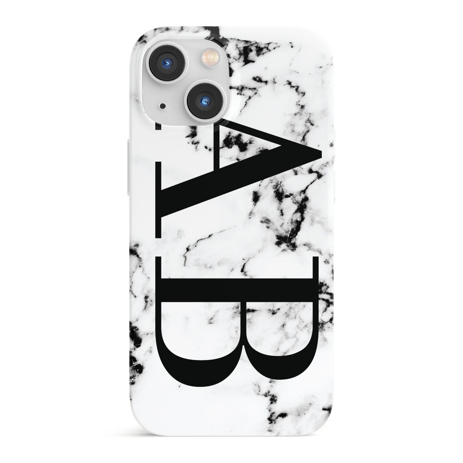Marble Vertical Initials Personalised iPhone 13 Mini Full Wrap 3D Snap Case