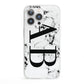 Marble Vertical Initials Personalised iPhone 13 Pro Clear Bumper Case