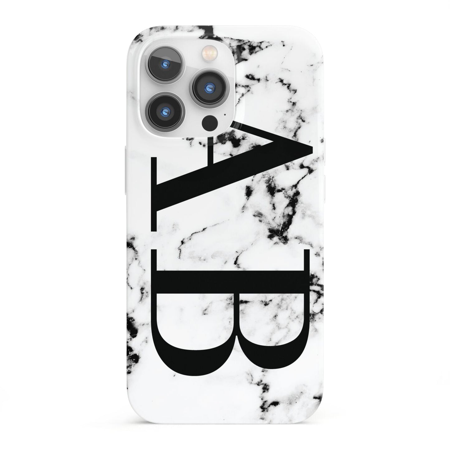 Marble Vertical Initials Personalised iPhone 13 Pro Full Wrap 3D Snap Case