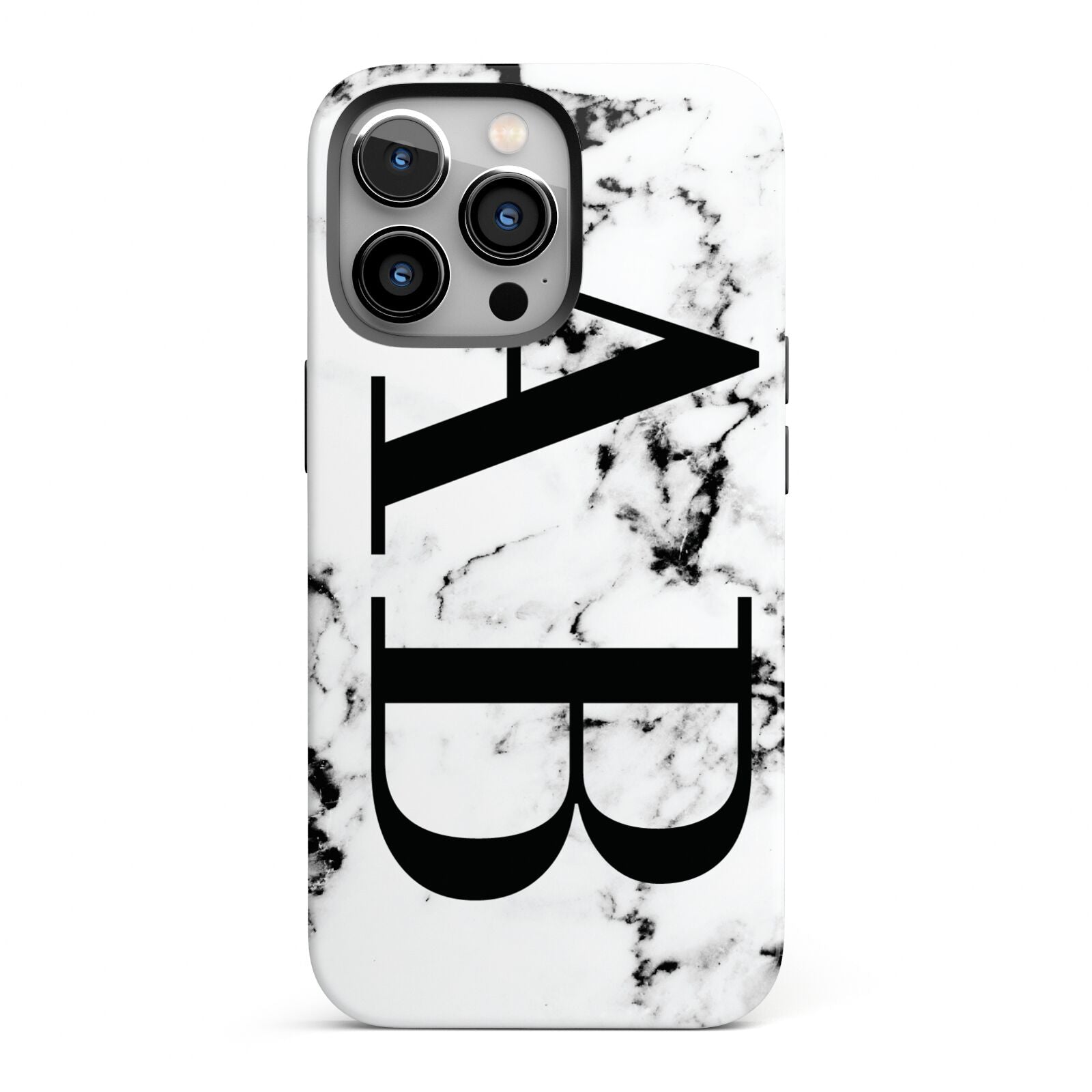 Marble Vertical Initials Personalised iPhone 13 Pro Full Wrap 3D Tough Case