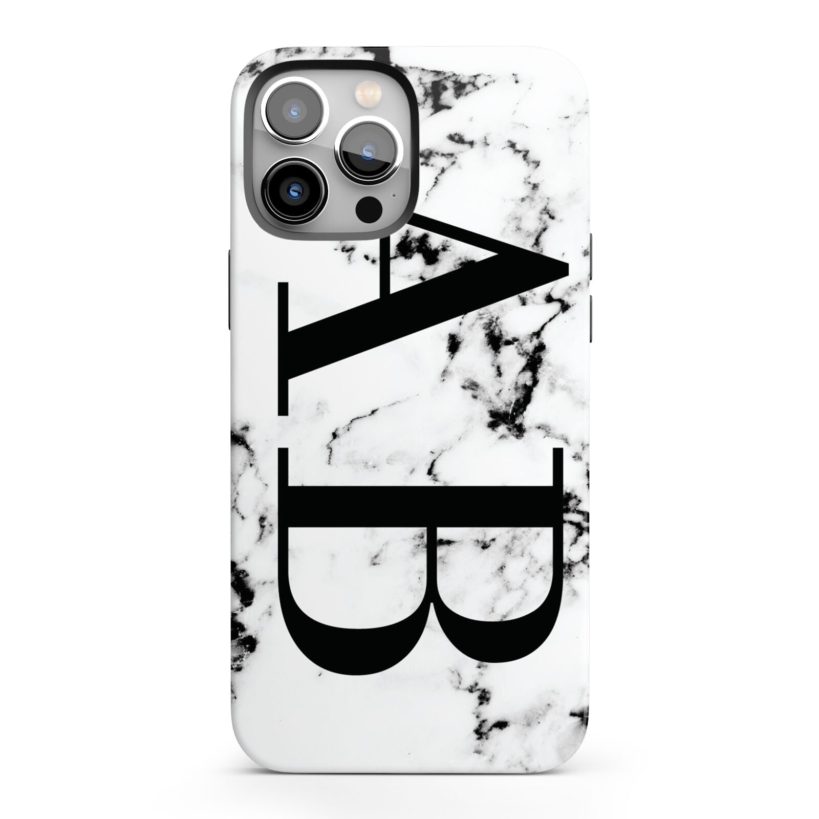 Marble Vertical Initials Personalised iPhone 13 Pro Max Full Wrap 3D Tough Case