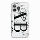 Marble Vertical Initials Personalised iPhone 13 Pro TPU Impact Case with White Edges