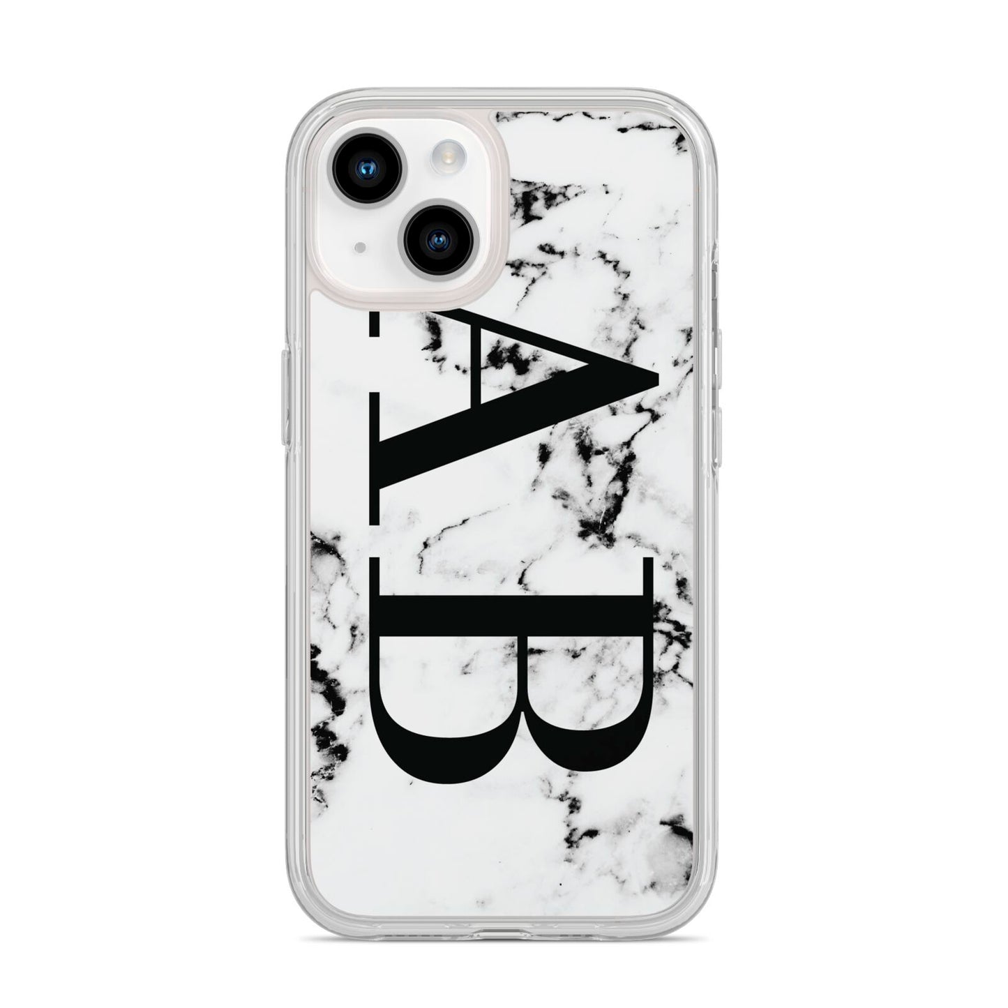 Marble Vertical Initials Personalised iPhone 14 Clear Tough Case Starlight