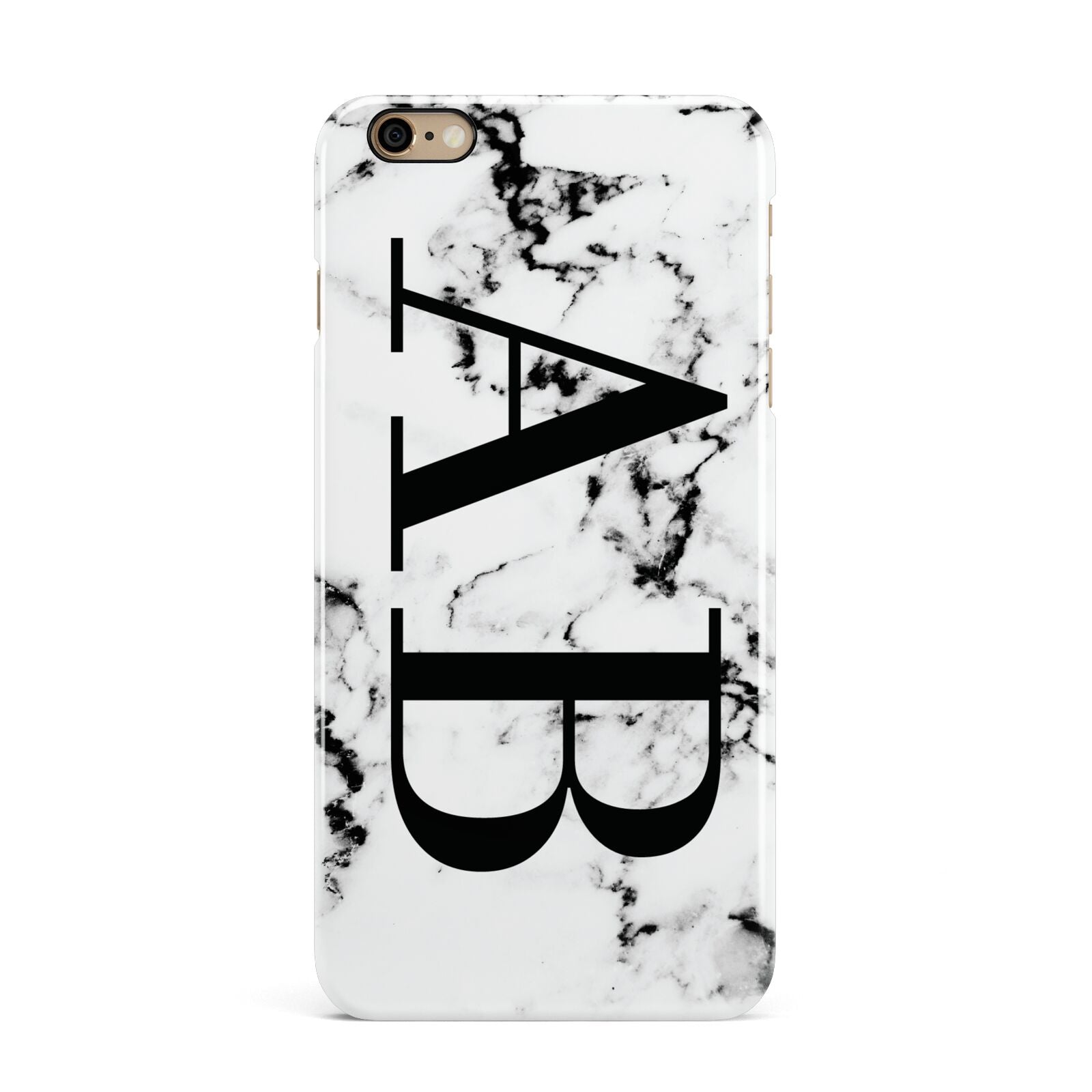 Marble Vertical Initials Personalised iPhone 6 Plus 3D Snap Case on Gold Phone