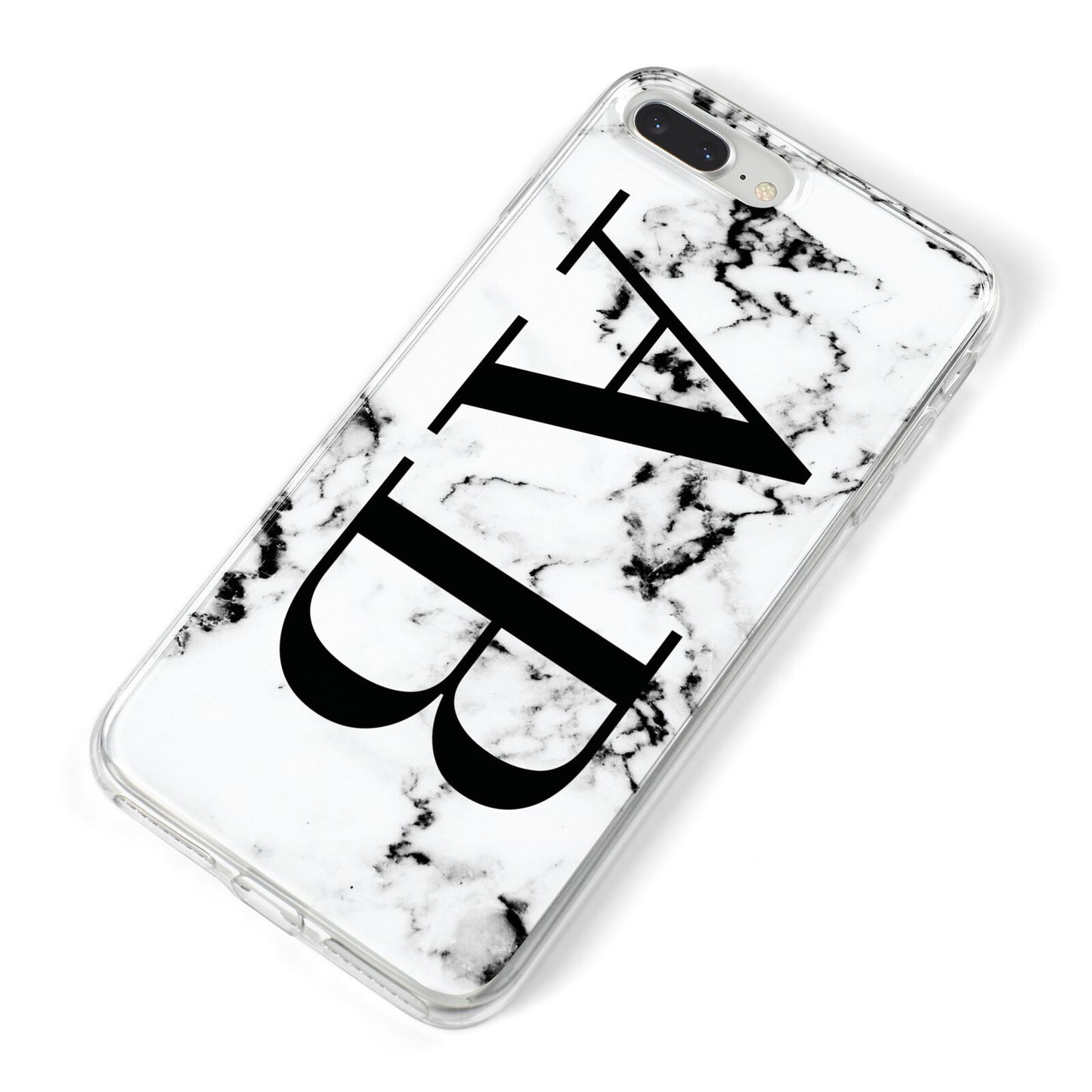 Marble Vertical Initials Personalised iPhone 8 Plus Bumper Case on Silver iPhone Alternative Image