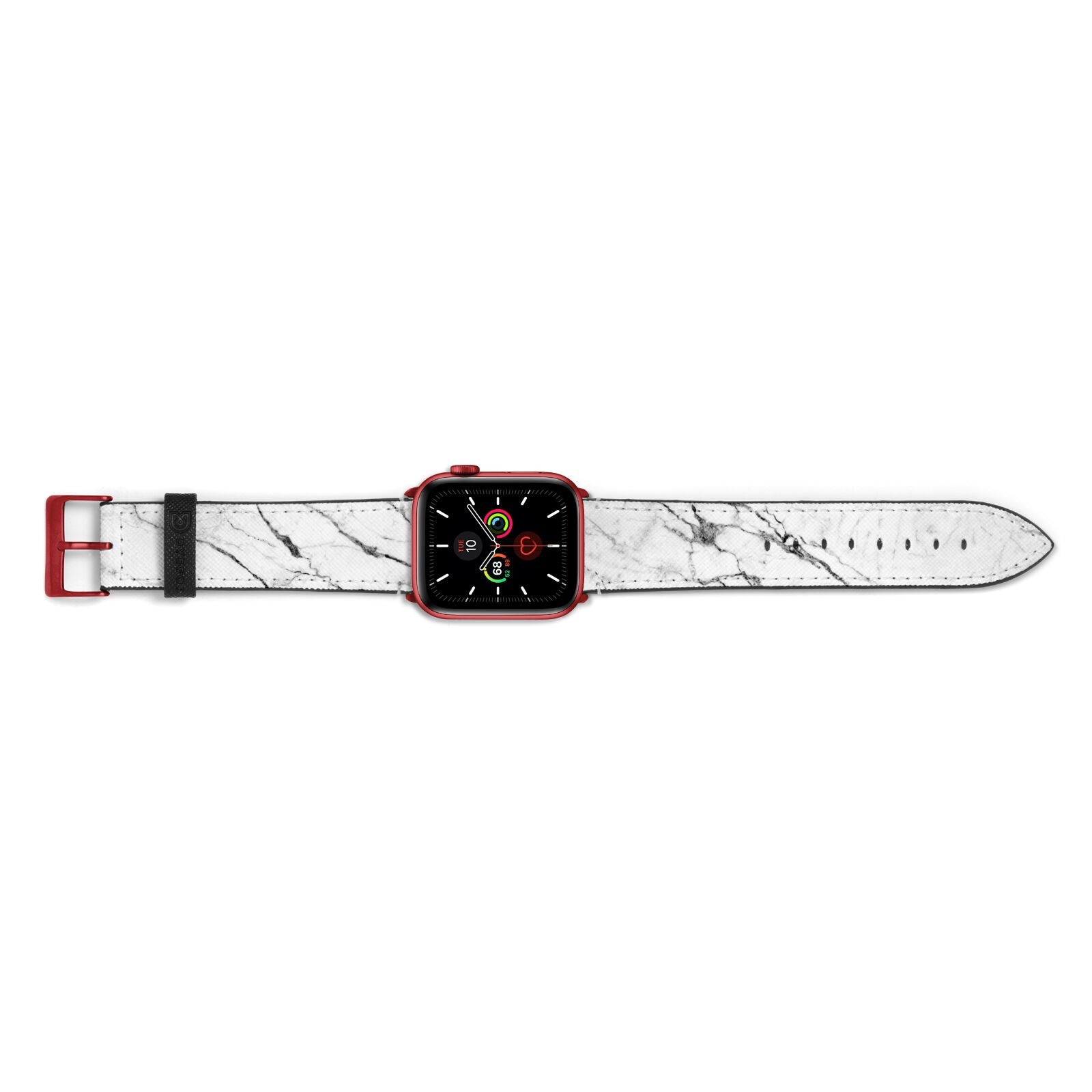 Marble White Apple Watch Strap Landscape Image Red Hardware