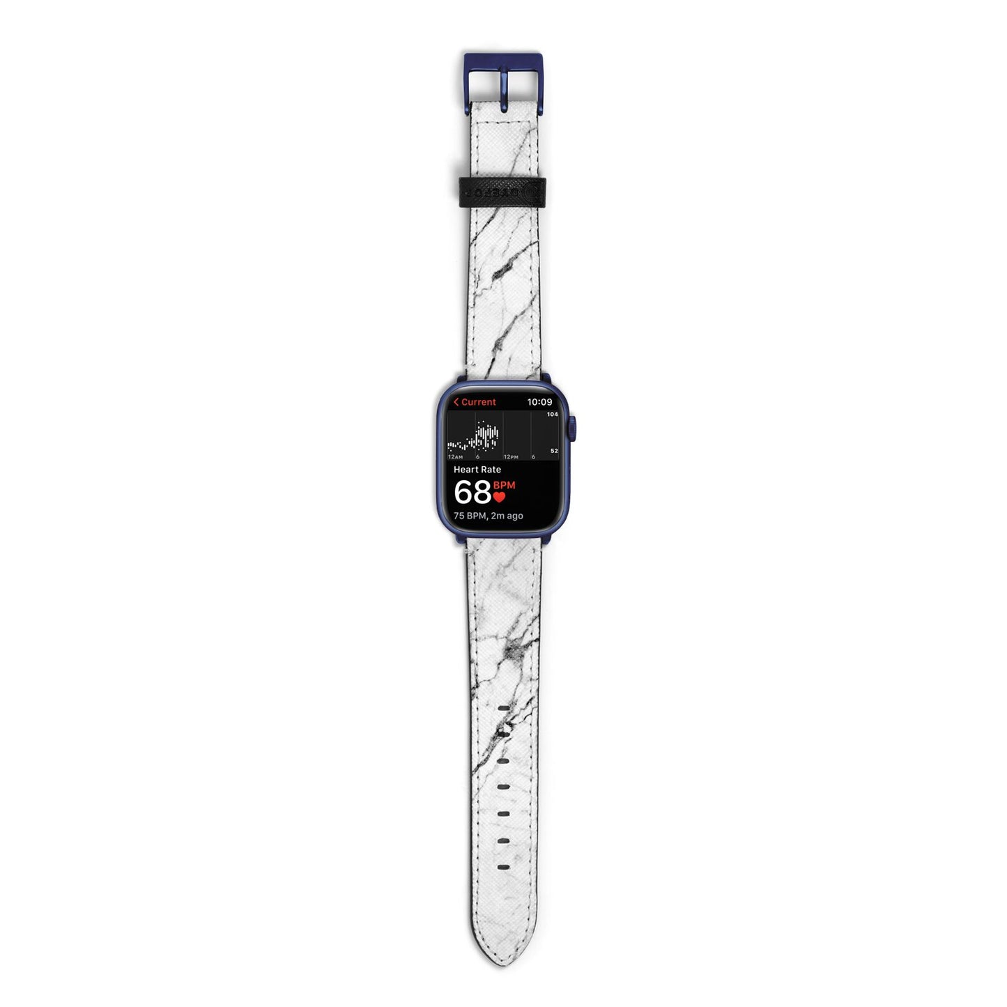 Marble White Apple Watch Strap Size 38mm with Blue Hardware