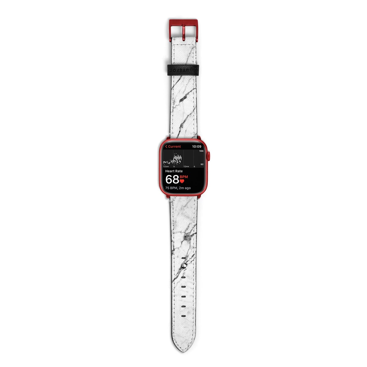 Marble White Apple Watch Strap Size 38mm with Red Hardware