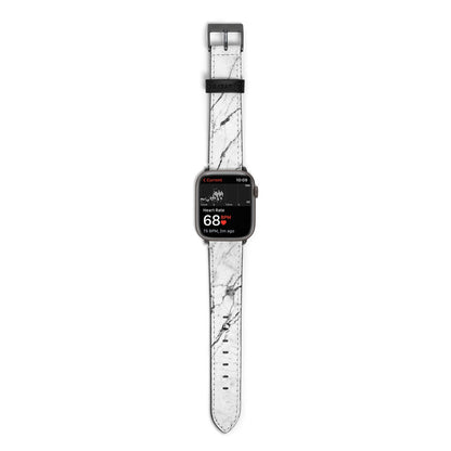 Marble White Apple Watch Strap Size 38mm with Space Grey Hardware