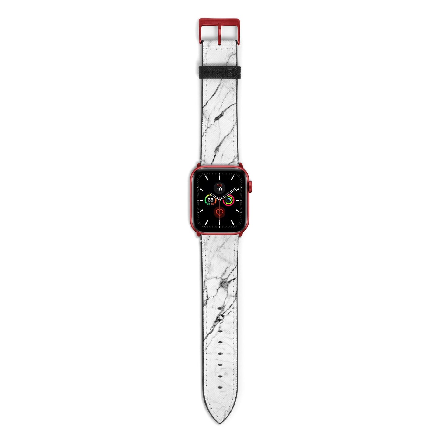 Marble White Apple Watch Strap with Red Hardware
