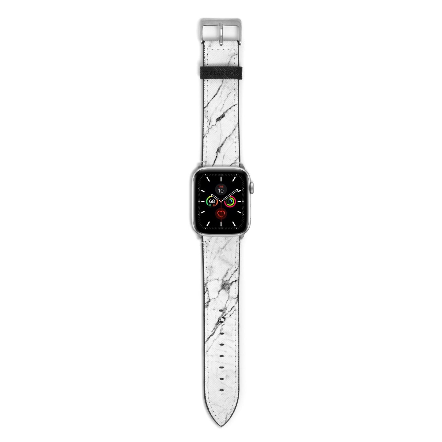 Marble White Apple Watch Strap with Silver Hardware