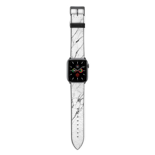 Marble White Apple Watch Strap with Space Grey Hardware