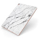 Marble White Apple iPad Case on Rose Gold iPad Side View