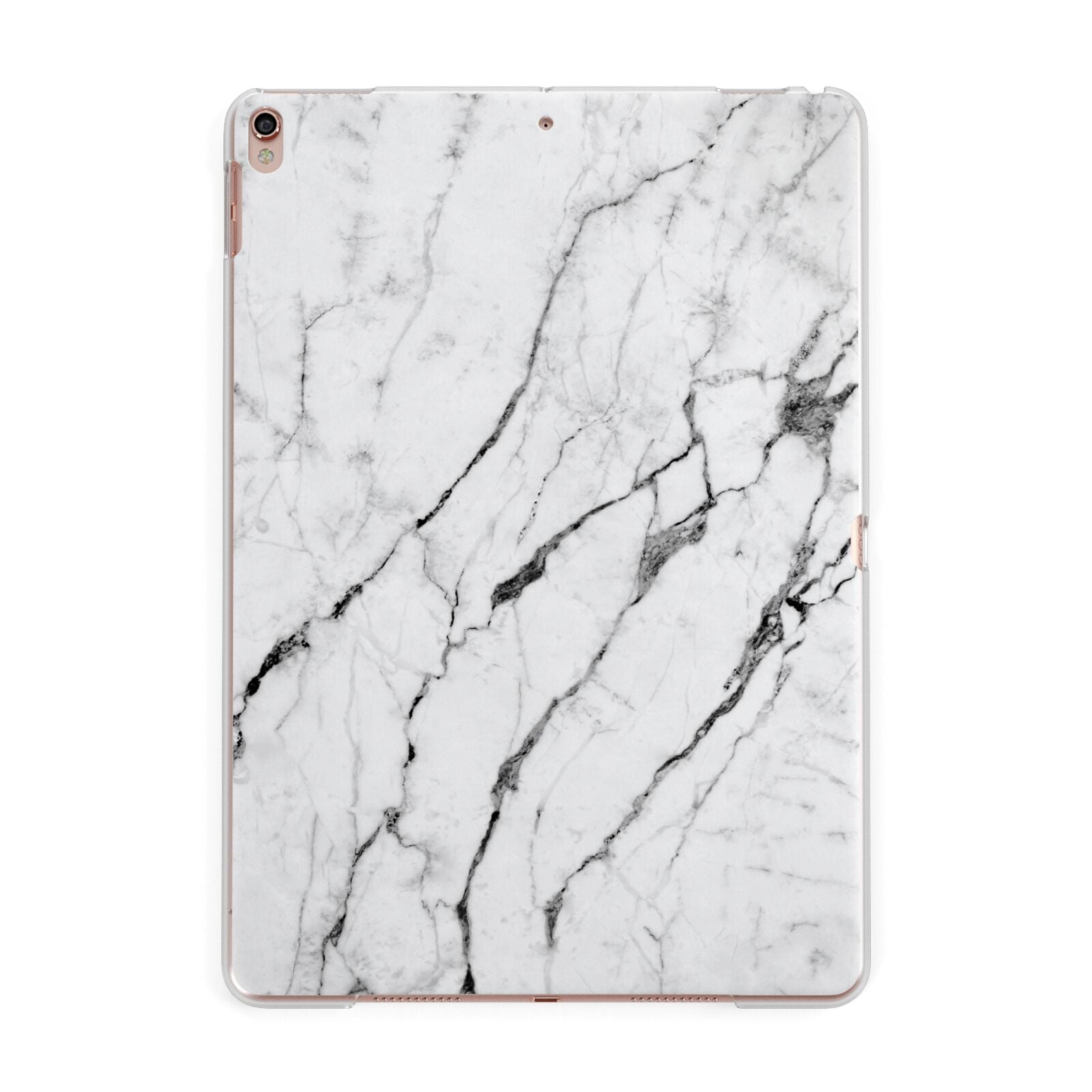 Marble White Apple iPad Rose Gold Case