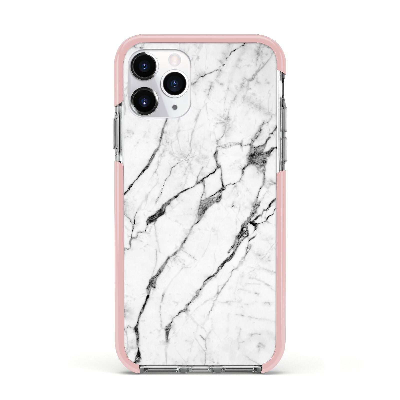 Marble White Apple iPhone 11 Pro in Silver with Pink Impact Case