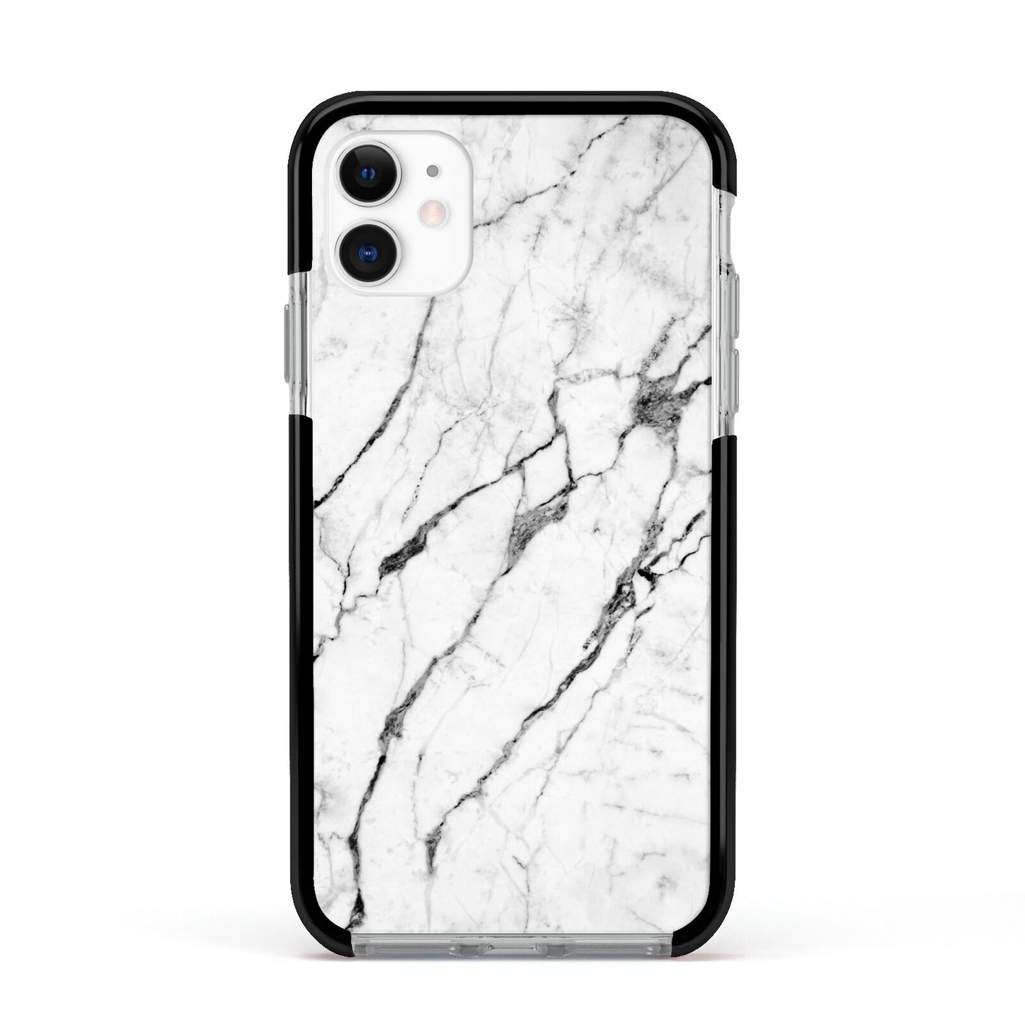 Marble White Apple iPhone 11 in White with Black Impact Case