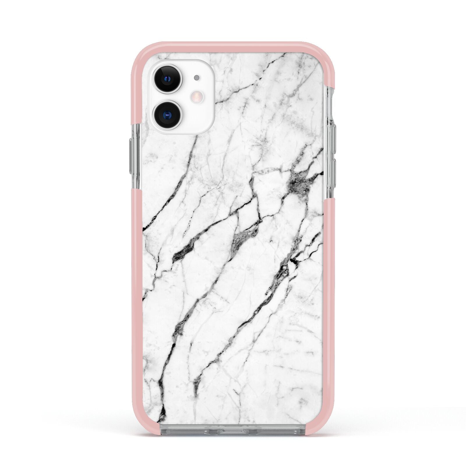 Marble White Apple iPhone 11 in White with Pink Impact Case