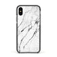Marble White Apple iPhone Xs Impact Case Black Edge on Black Phone
