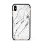 Marble White Apple iPhone Xs Max Impact Case Black Edge on Gold Phone