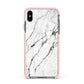 Marble White Apple iPhone Xs Max Impact Case Pink Edge on Black Phone