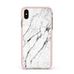 Marble White Apple iPhone Xs Max Impact Case Pink Edge on Gold Phone