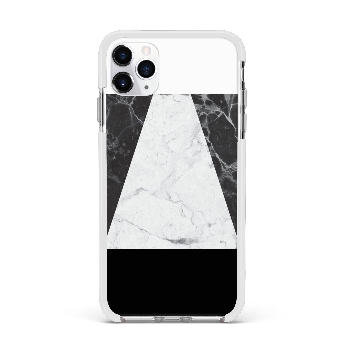 Marble White Black Apple iPhone 11 Pro Max in Silver with White Impact Case