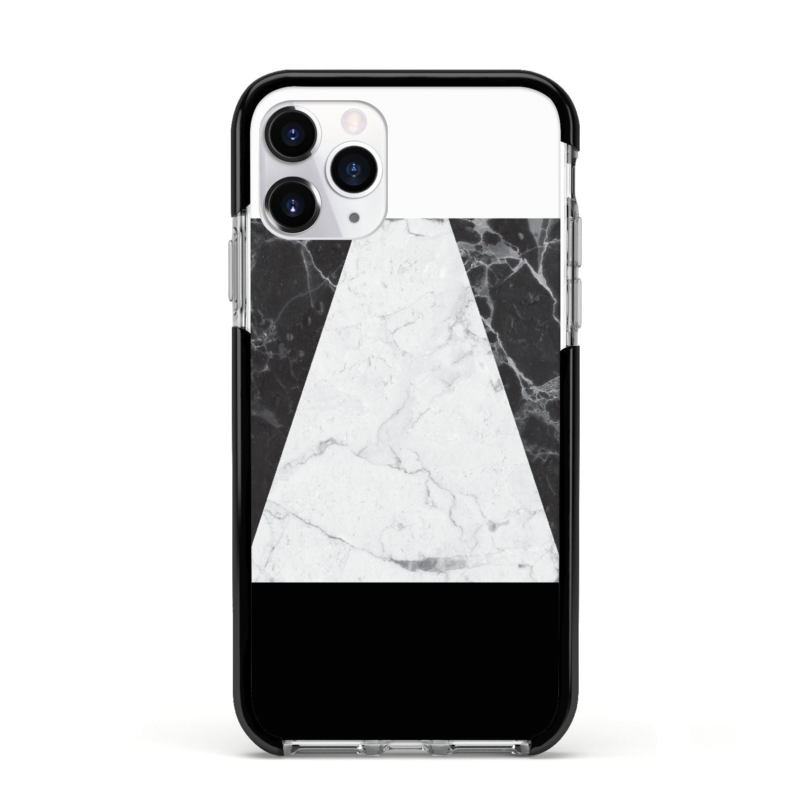 Marble White Black Apple iPhone 11 Pro in Silver with Black Impact Case