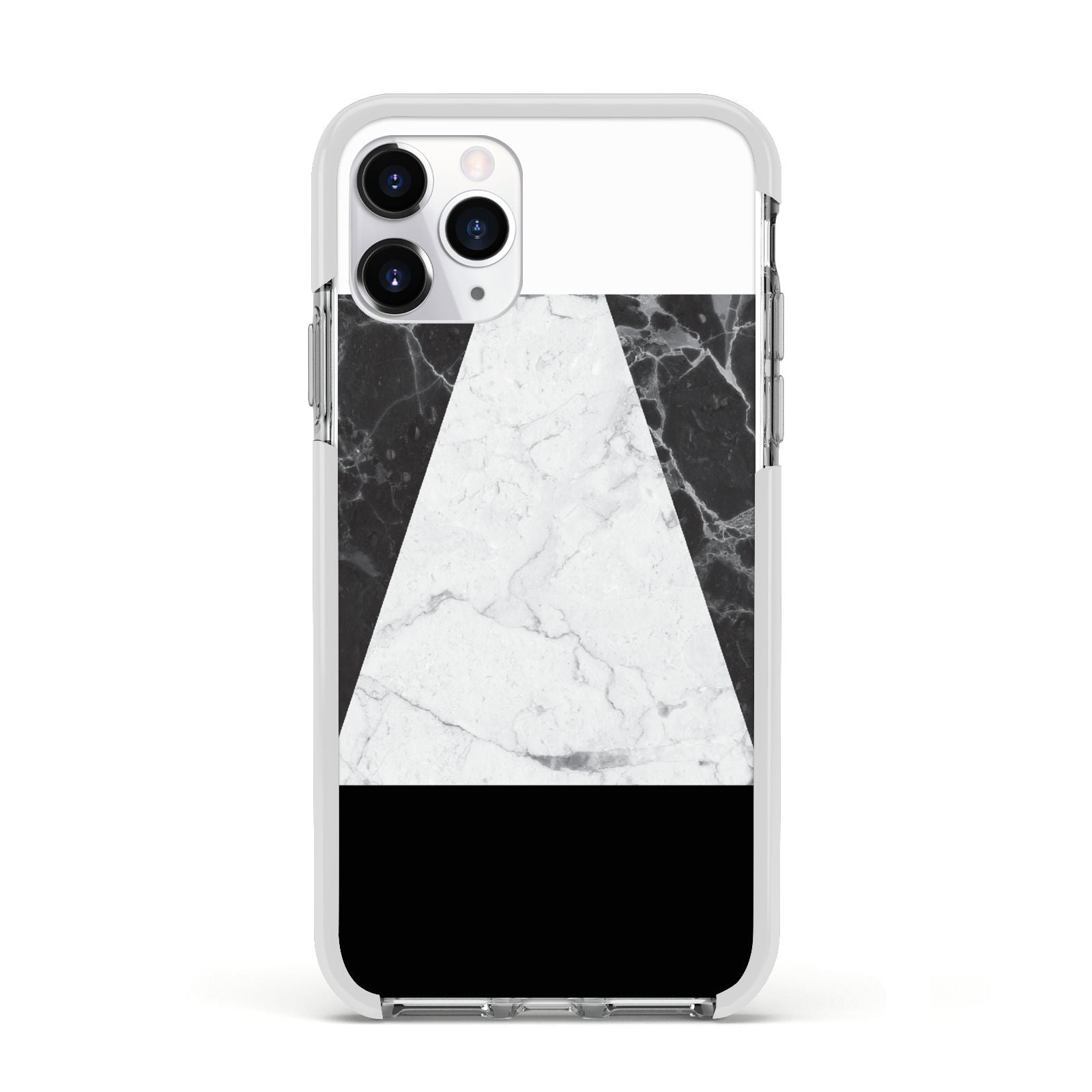 Marble White Black Apple iPhone 11 Pro in Silver with White Impact Case
