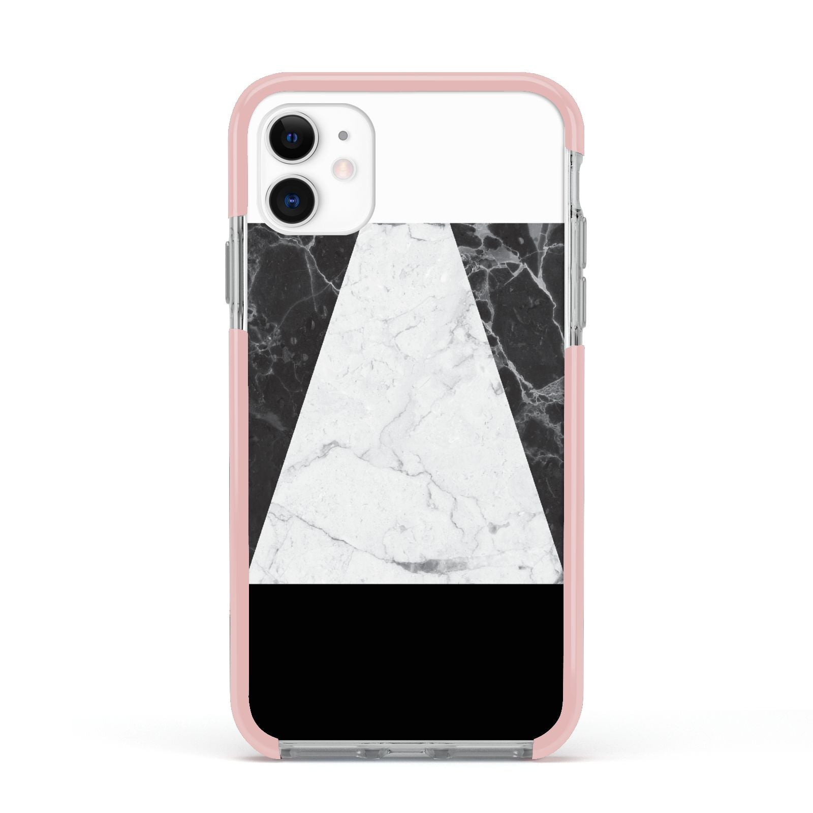 Marble White Black Apple iPhone 11 in White with Pink Impact Case