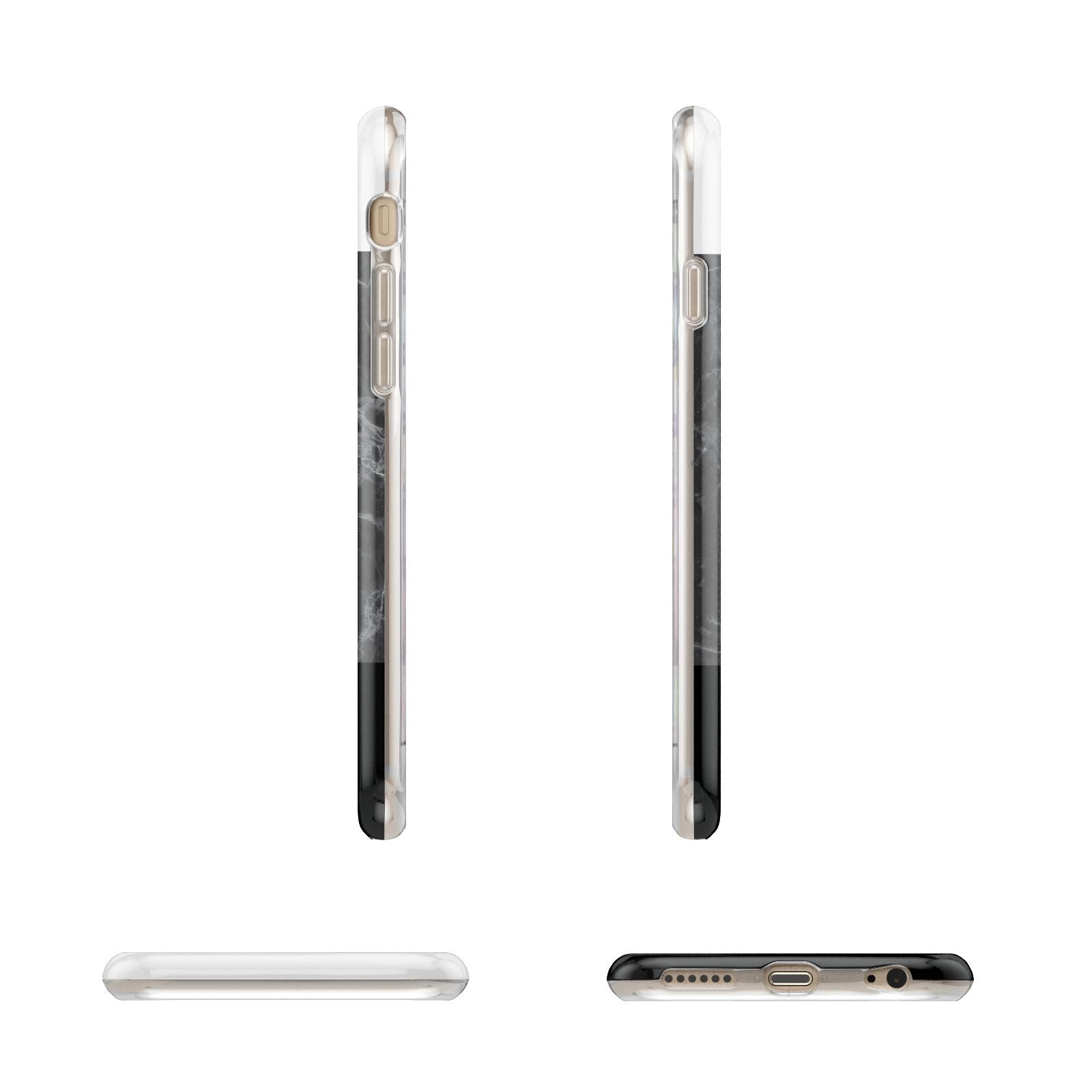 Marble White Black Apple iPhone 6 3D Wrap Tough Case Alternative Image Angles