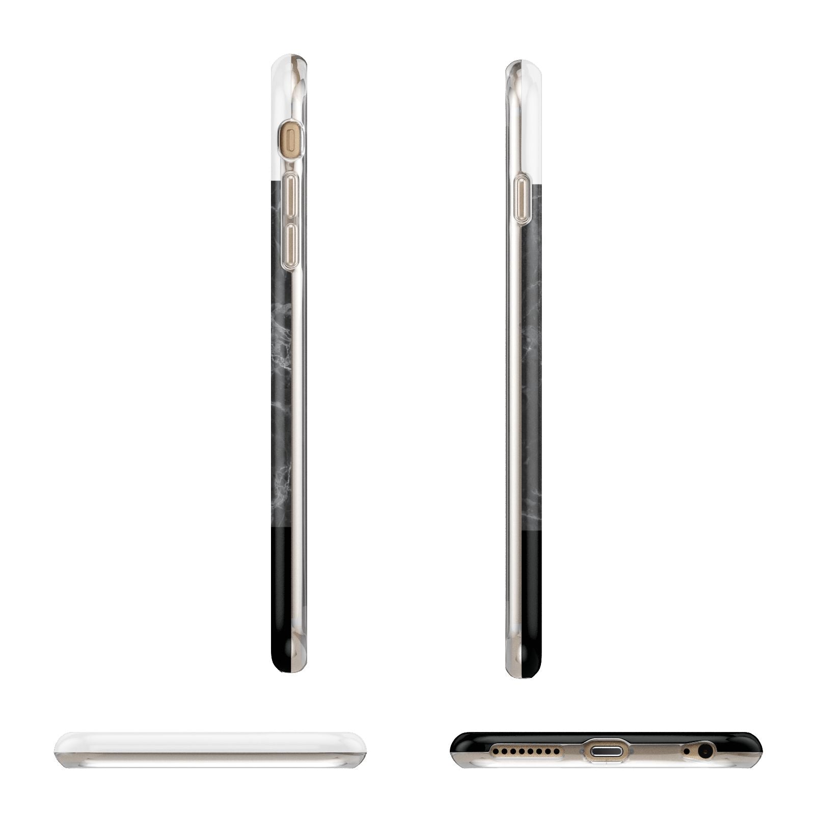 Marble White Black Apple iPhone 6 Plus 3D Wrap Tough Case Alternative Image Angles