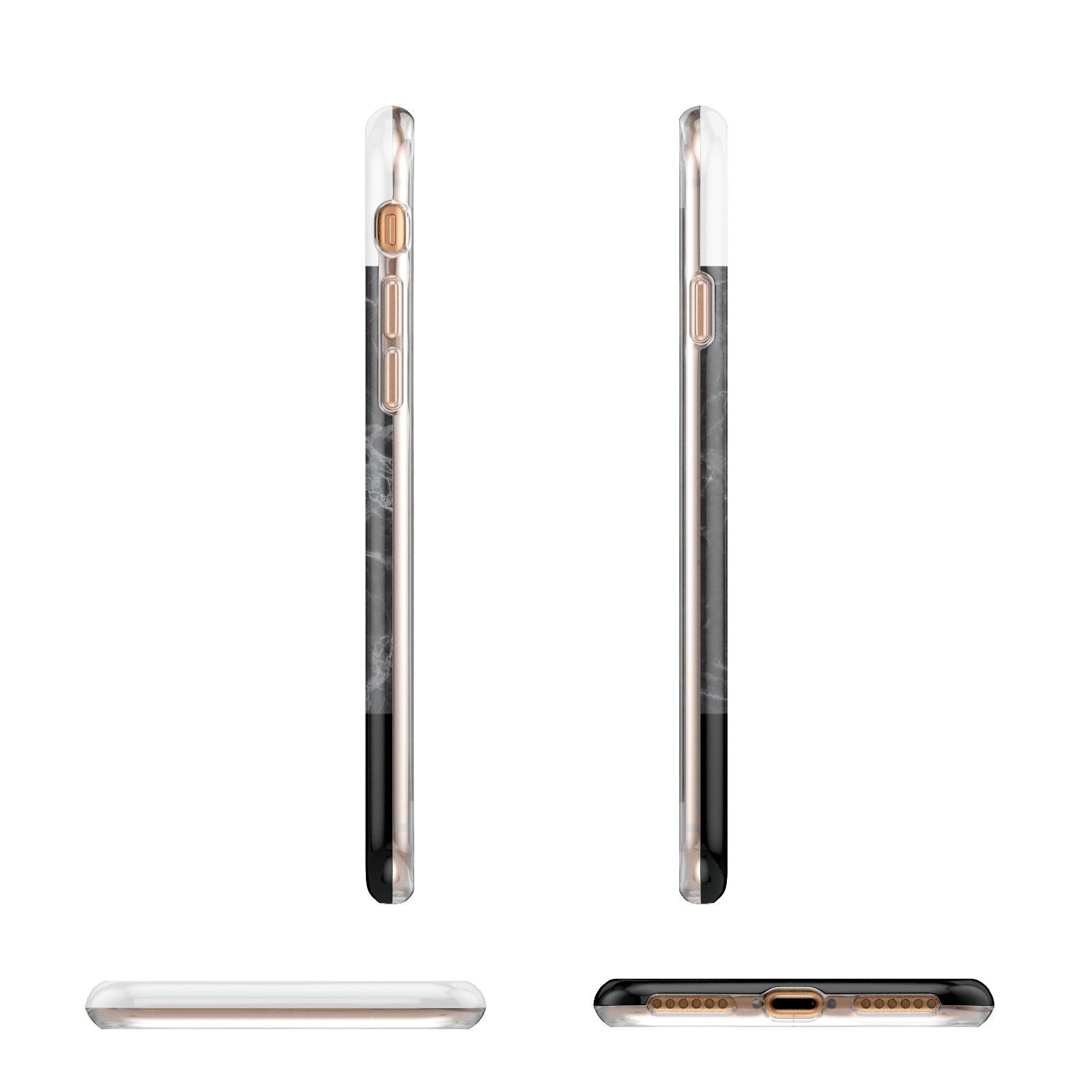 Marble White Black Apple iPhone 7 8 3D Wrap Tough Case Alternative Image Angles