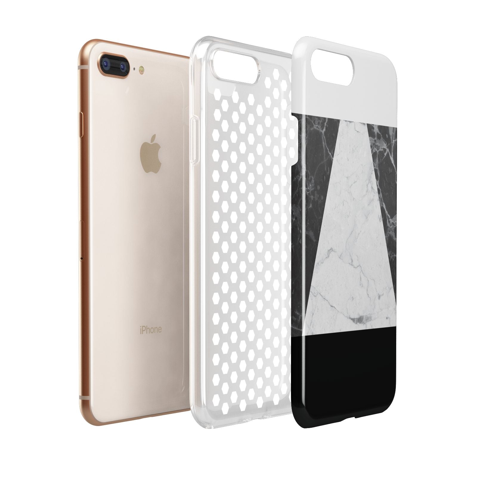 Marble White Black Apple iPhone 7 8 Plus 3D Tough Case Expanded View