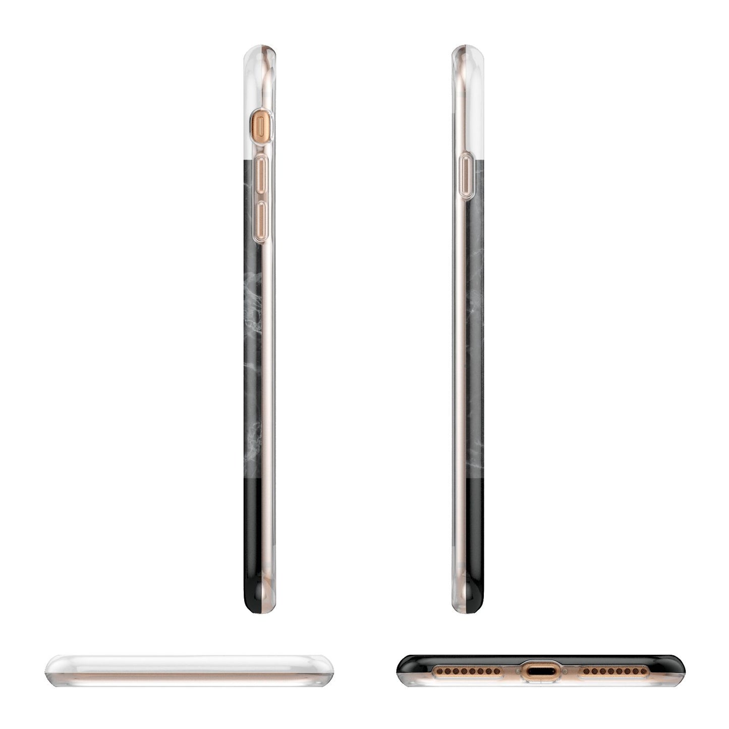 Marble White Black Apple iPhone 7 8 Plus 3D Wrap Tough Case Alternative Image Angles