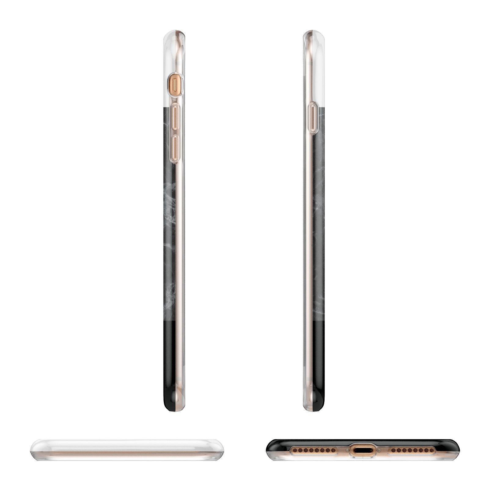 Marble White Black Apple iPhone 7 8 Plus 3D Wrap Tough Case Alternative Image Angles