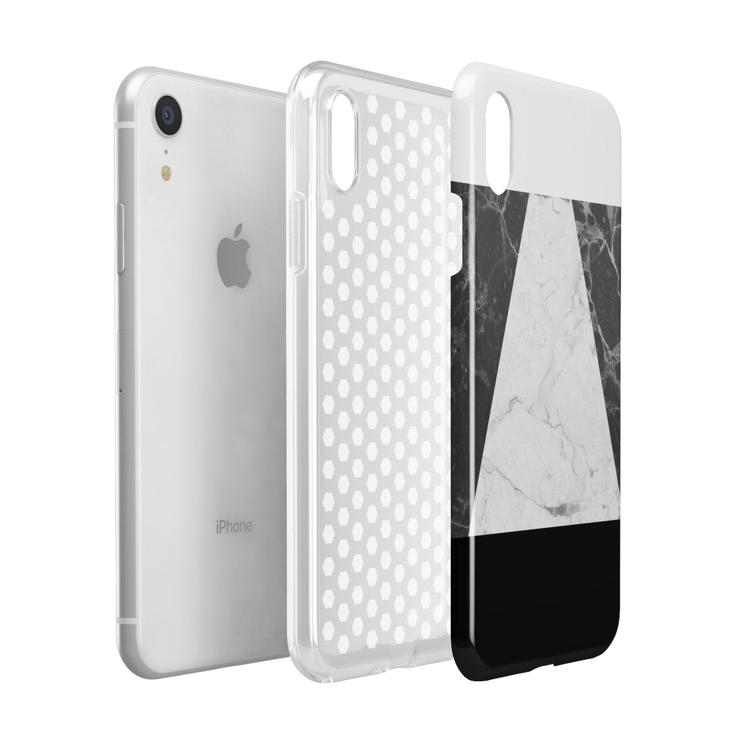 Marble White Black Apple iPhone XR White 3D Tough Case Expanded view