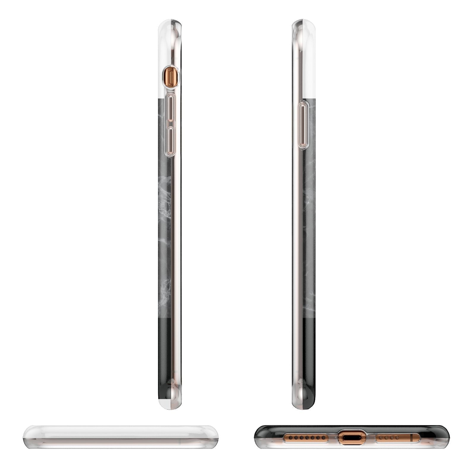 Marble White Black Apple iPhone XS Max 3D Wrap Tough Case Alternative Image Angles