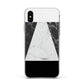 Marble White Black Apple iPhone Xs Impact Case White Edge on Silver Phone