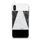 Marble White Black Apple iPhone Xs Max Impact Case White Edge on Silver Phone