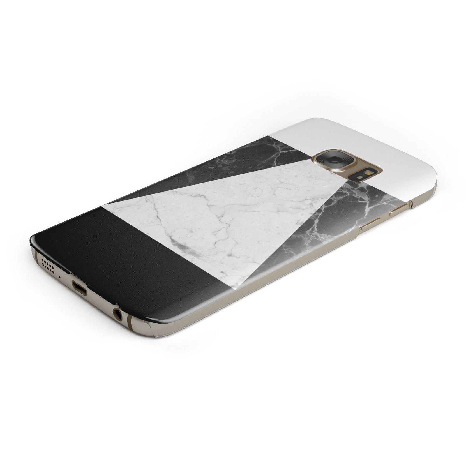 Marble White Black Samsung Galaxy Case Bottom Cutout
