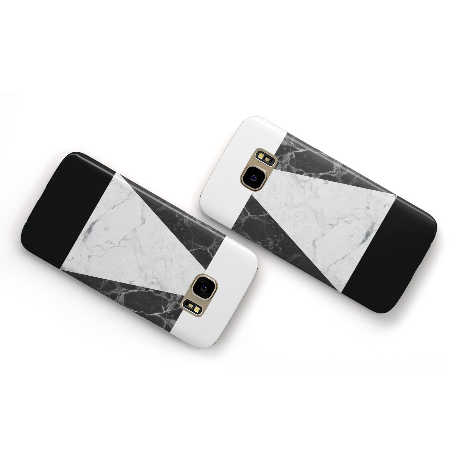 Marble White Black Samsung Galaxy Case Flat Overview