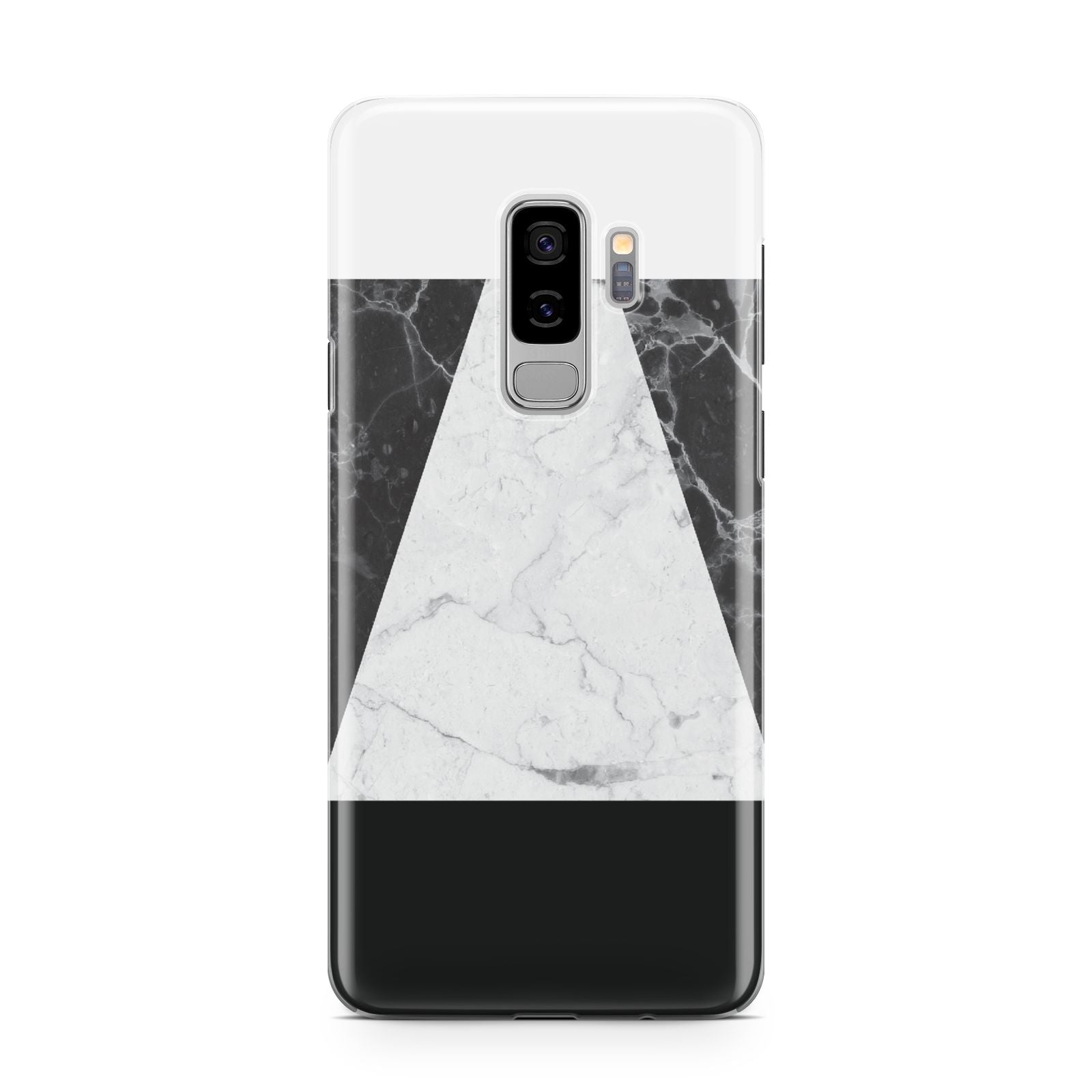 Marble White Black Samsung Galaxy S9 Plus Case on Silver phone
