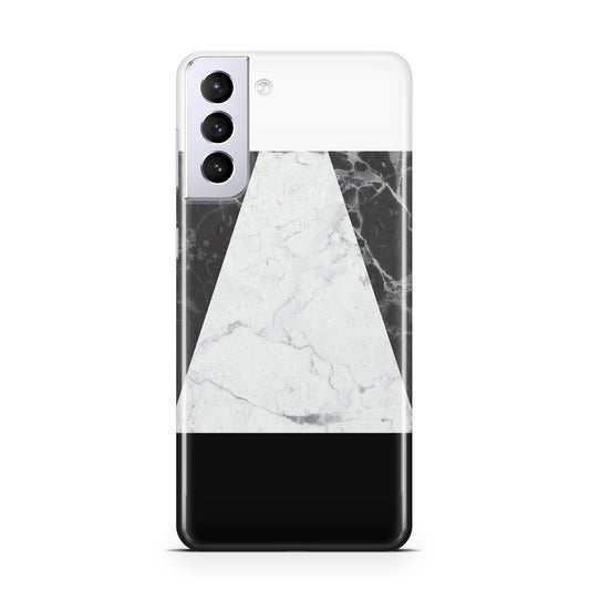 Marble White Black Samsung S21 Plus Phone Case